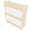 Rangement à chaussures pour hall d'entrée 31,5 pouces avec 2 tiroirs rabattables, esthétique nordique, pieds en bois massif, portes d'armoire autoportantes d'inspiration design, combinaison blanche et naturelle
