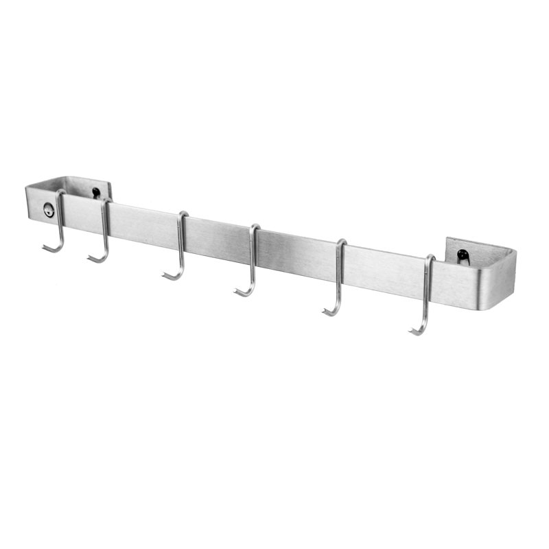 Utensil Bar Handcrafted Wall Mounted Pot Rack, Stainless Steel, 4.5" H x 30" W x 3" D