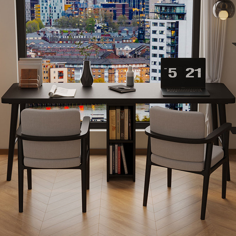 Bureau rectangulaire en bois massif noir, H 29,53 po x l 62,99 po x P 23,62 po