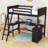 Wood Loft Bed with Desk and Shelves-70556375-123247229