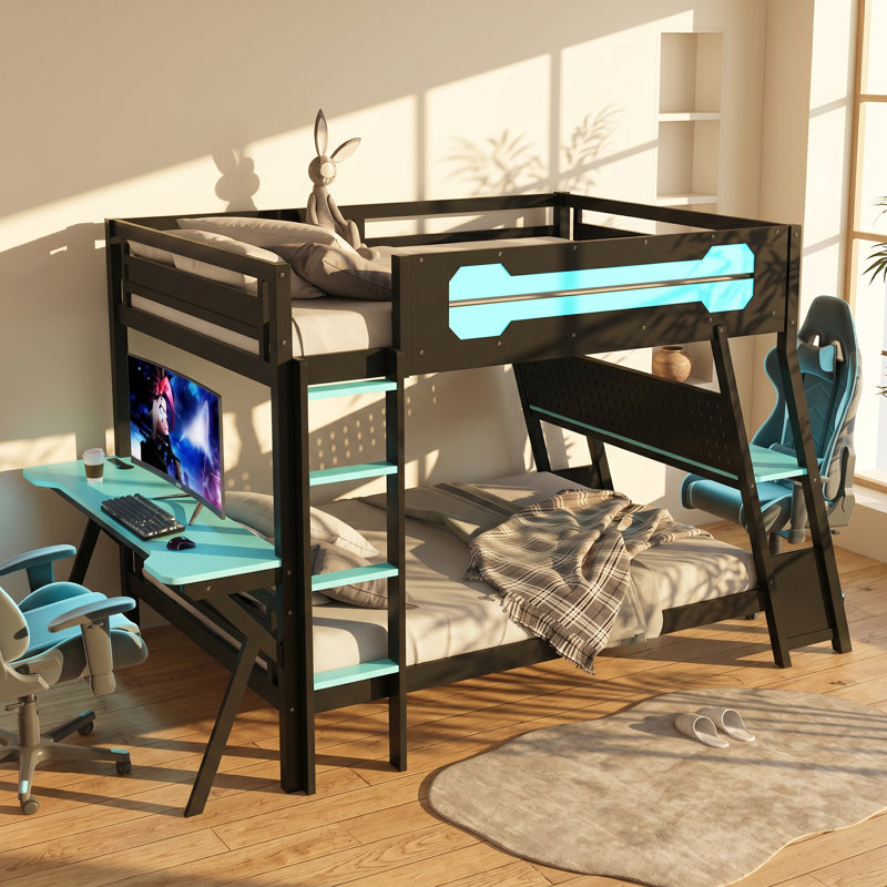Lit double superposé au-dessus d'un lit double 107 po x P 57,3 po x H 65 po Cloud
