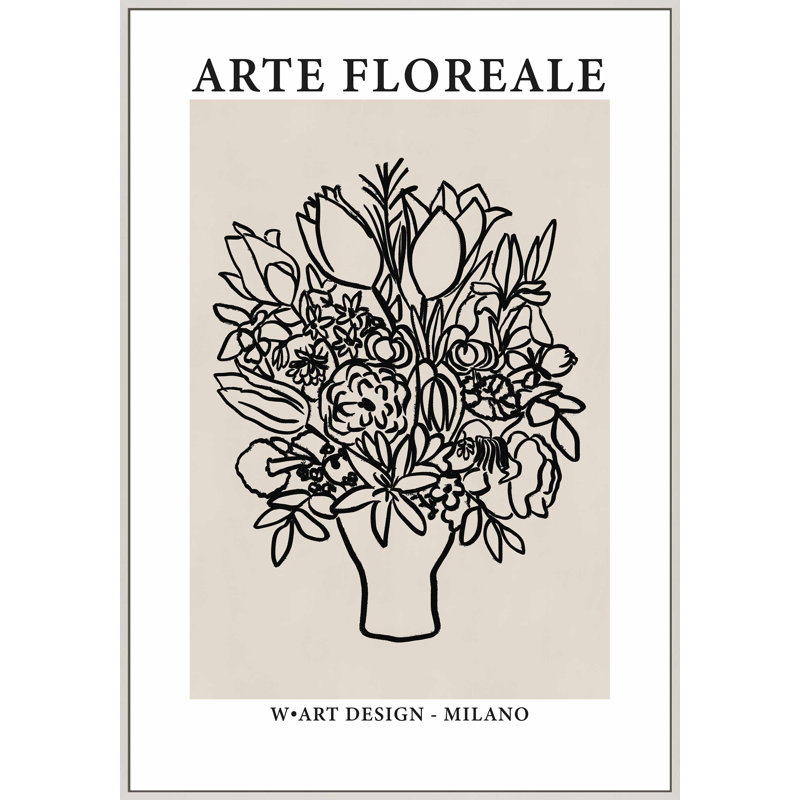 Bimini "Arte Floreale 1" par Romina Gadler sur, Toile avec encadrement blanc, H 20 po x l 14 po