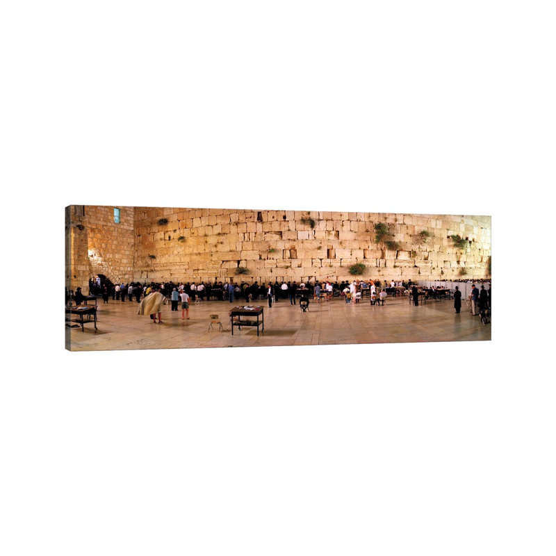 People Praying In Front Of The Western Wall, Jerusalem, Israel by Panoramic Images - Wrapped Canvas Panoramic Print