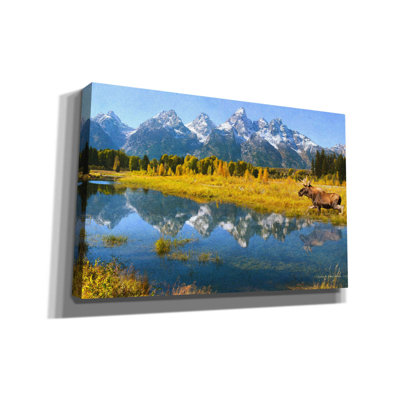 «Grand Teton Reflections Moose» par Chris Vest, art mural sur toile