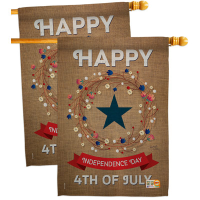 Double Sided 40'' H x 28'' W Polyester Independence Day House Flag