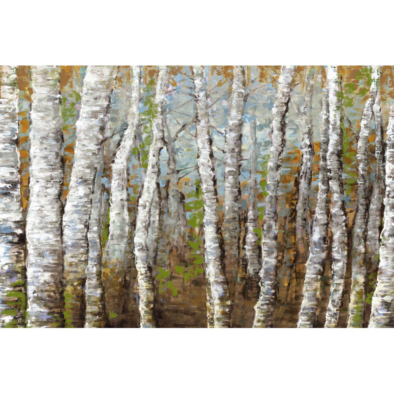Neutral Painted Birches - Wrapped Canvas Painting, 30cm H x 46cm W x 3.8cm D