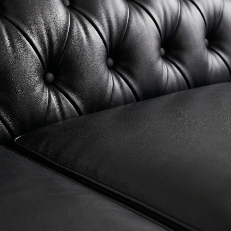 Canapé modulaire en L en forme de L, Chesterfield moderne de style Mid-Century avec dossier capitonné et garniture cloutée