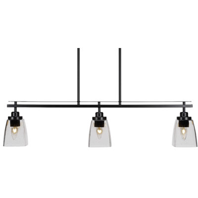 Agnon 3 Light Island Light Shown With 4.5" Square Glass