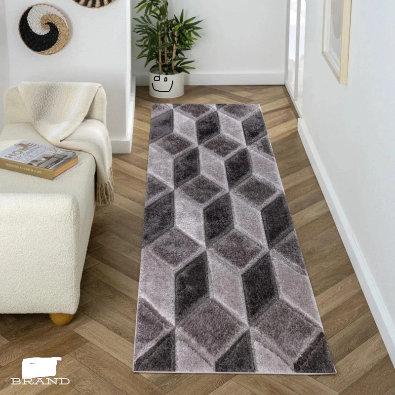 Modern Large Shaggy Rug Hallway Living Room Area Rug Bedroom Carpet Mat, Rectangle 60 x 110 cm