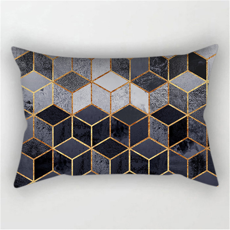 Set of 2 Throw Pillow Covers With Inserts- 12"x20" Decorative Throw Pillow Full Set, Polyester, Dark Gray, 12" H x 20" W