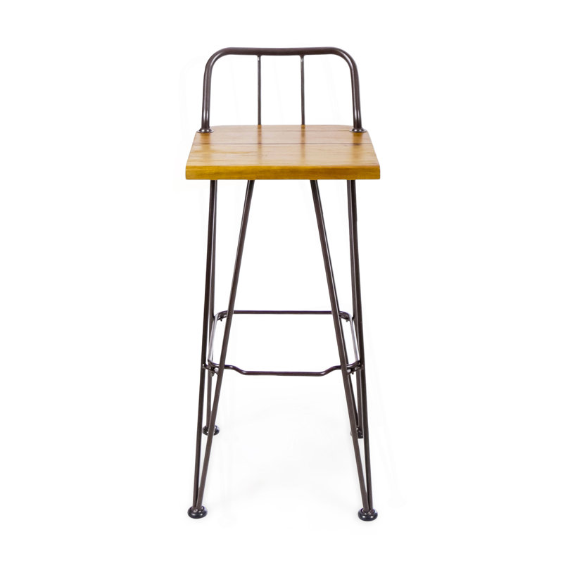 Patio Industial Wood And Metal Barstool