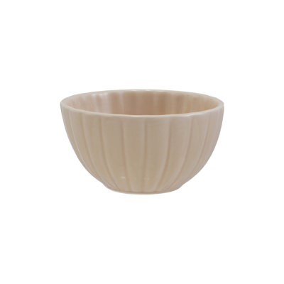 Medium Stoneware Ribbed Bowl with Reactive Glaze