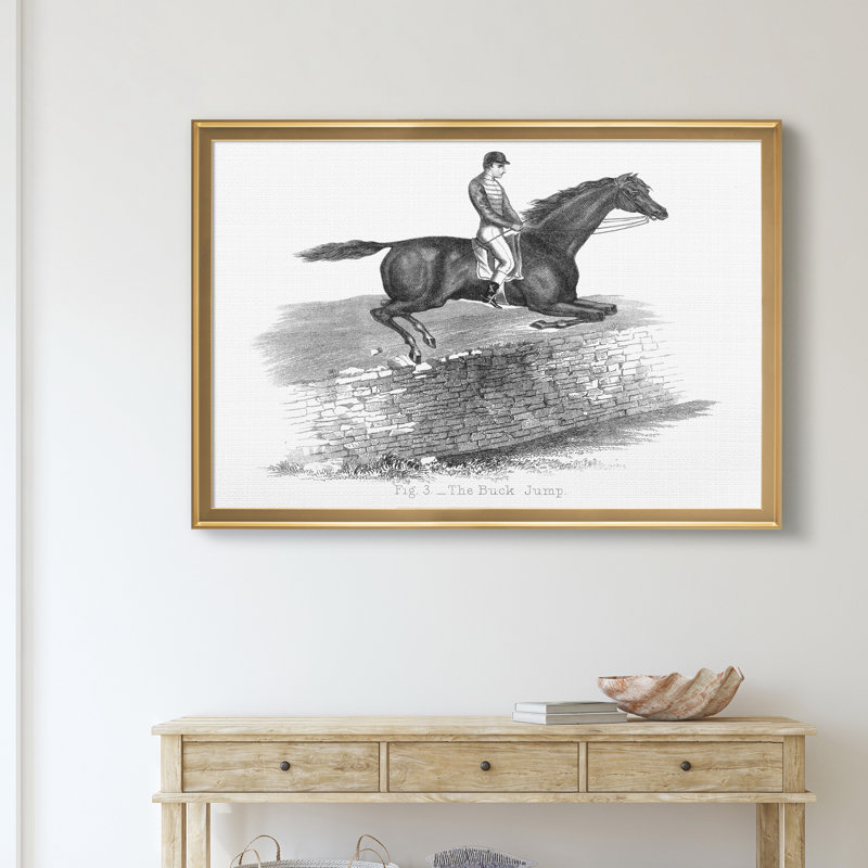 « The Buck Jump »-impression sur toile, Cadre doré, H 18,5 po x l 24,5 po x P 1,5 po
