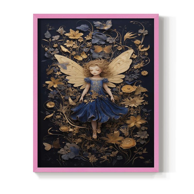 Religious Series CDVII, reproduction encadrée - bois massif, Rose, H 11 po x l 9 po