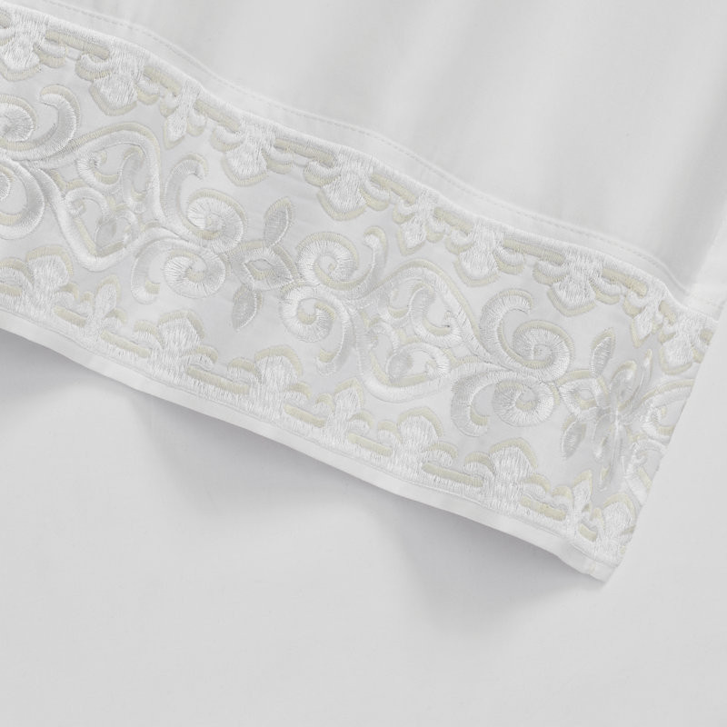 Majestic - Drap 4 pièces Ensemble de draps, Ensemble de draps pour grand lit avec 2 taies d'or, Blanc
