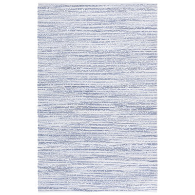 Anatollo Renewal Hand Woven Pet/Cotton Rug in Blue/Ivory