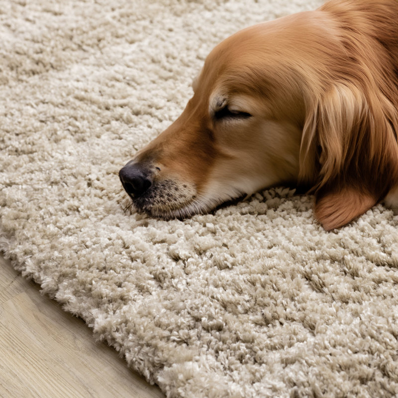 Tapis beige à poils longs Hammersmith, Ovale 3 pi 11 po x 5 pi 11 po