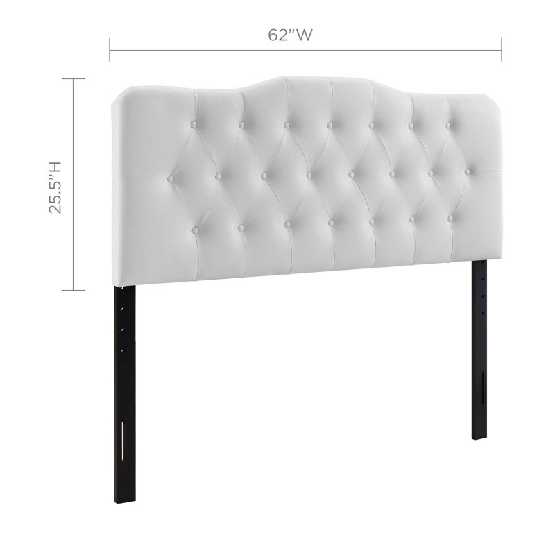 Annabel White Faux Leather Queen Tufted Headboard