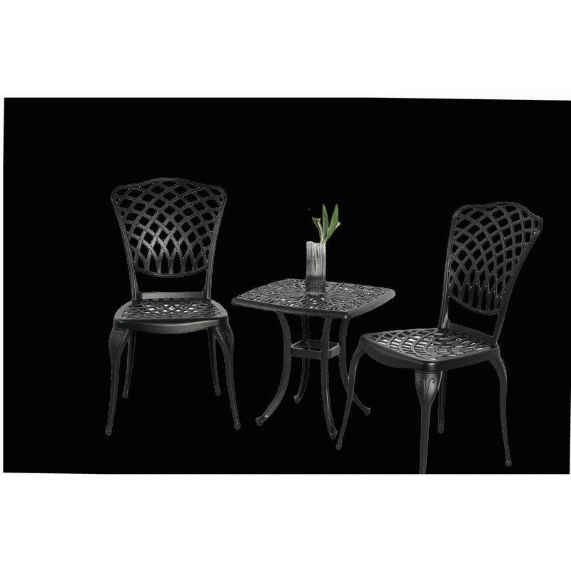 Bistro Set 3 Piece Rustproof Cast Aluminum Patio Furniture Sets 2 Chairs and 1 Round Table Outdoor, Garden, 
Patio, Balcony, white