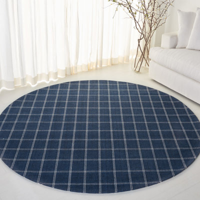 Tamworth Lauren Ralph Lauren Hand Woven Wool/Viscose Plaid Rug in Navy