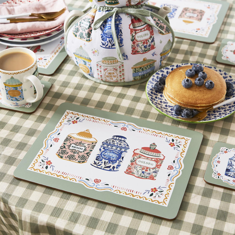Tea Tins Block Print Rectangle Placemat
