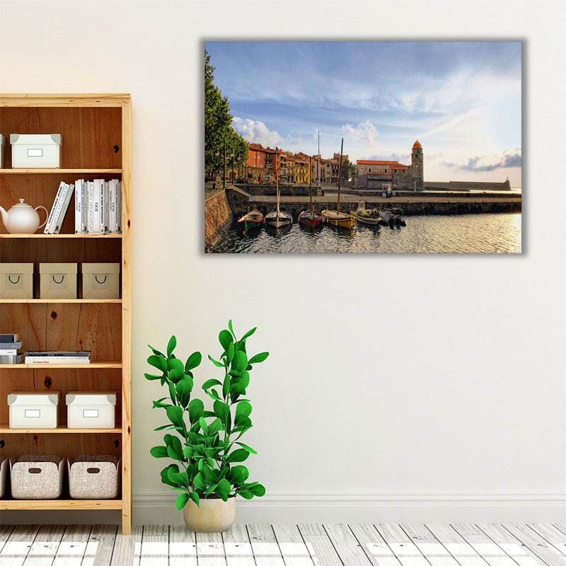 Château sur la côte - reproduction d'art sur toile, H 20 po x l 30 po
