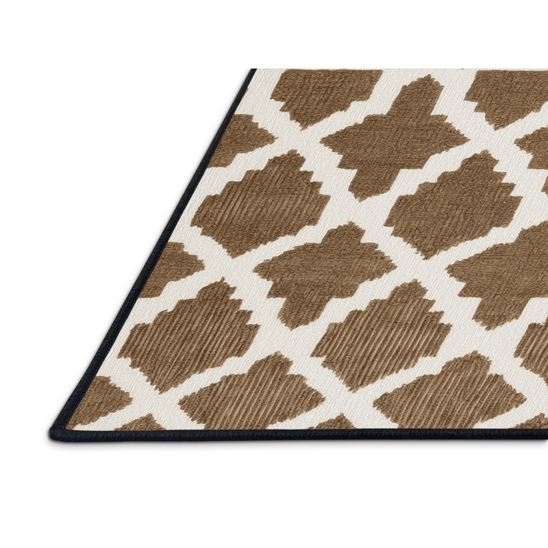 Tapis brun treillis lavable à la machine, Rectangulaire 2 pi x 3 pi
