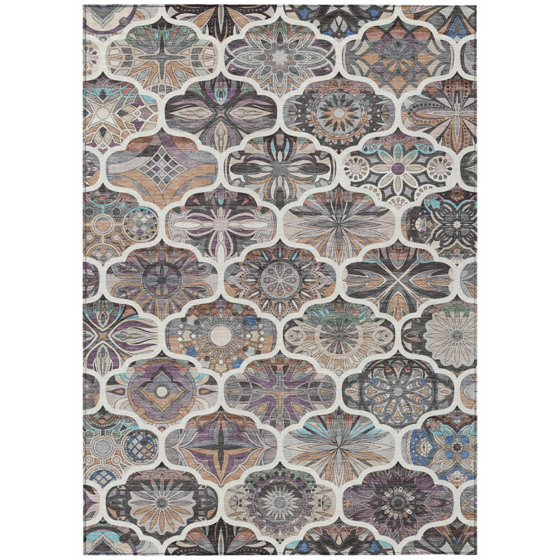 Machine Washable Indoor/Outdoor Millner ACN2257 Panels Rug, Rectangle 8' x 10'