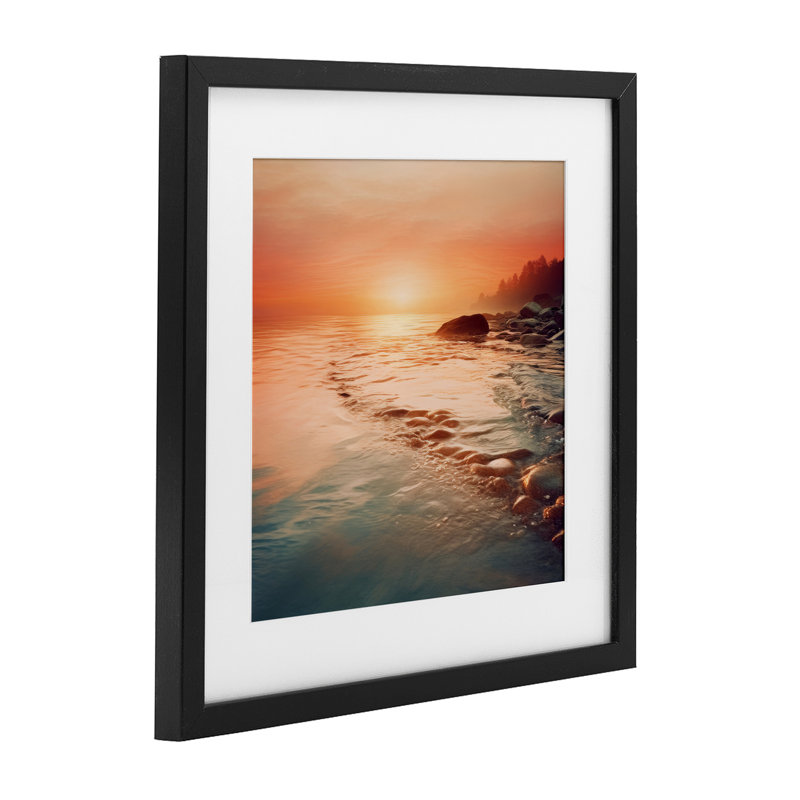 «Sunset Melody at Sea», reproduction encadrée sous verre, design par Lazar Studio, Cadre noir minuit, H 16 po x l 16 po