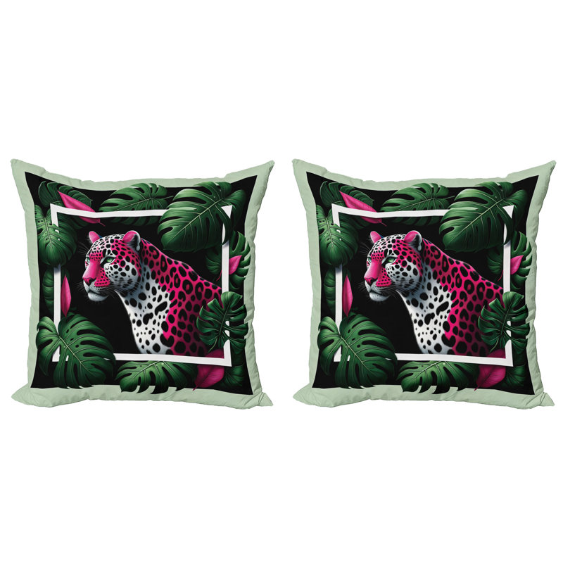 429950_Ambesonne, housse de coussin léopard, ensemble de 2 chats abstraits, jungle sauvage, H 20 po x l 20 po
