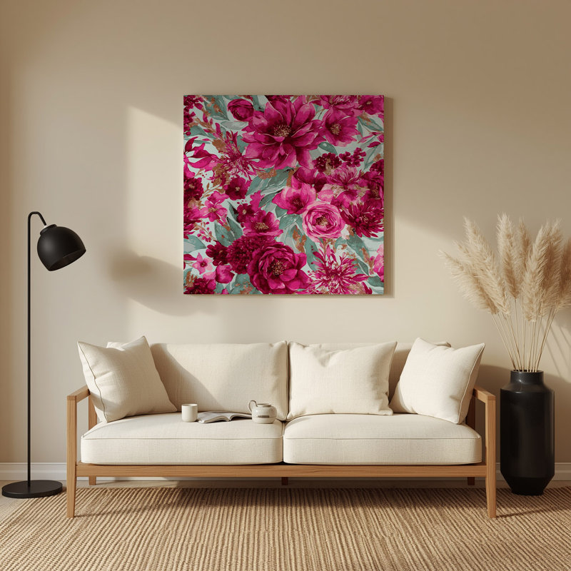 Aquarelle florale 39, art mural en métal mauve