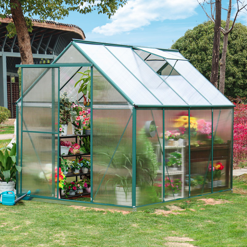6.17' W x 8.17' D Heavy Duty Greenhouse, Green