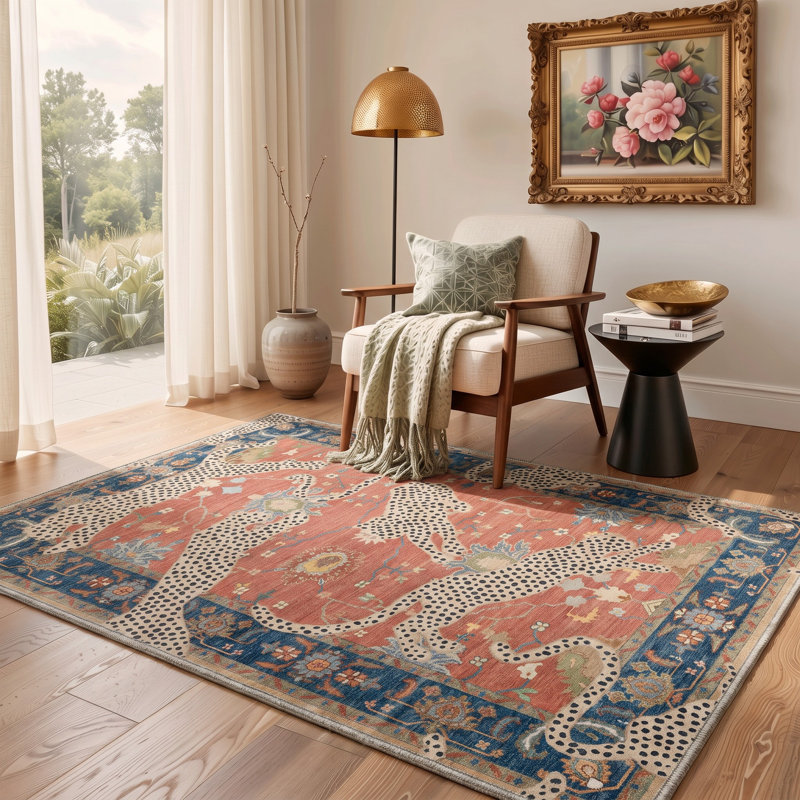 Tapis de couloir orange / ivoire lavable à la machine avec envers antidérapant, Tapis de couloir 2 pi x 6 pi