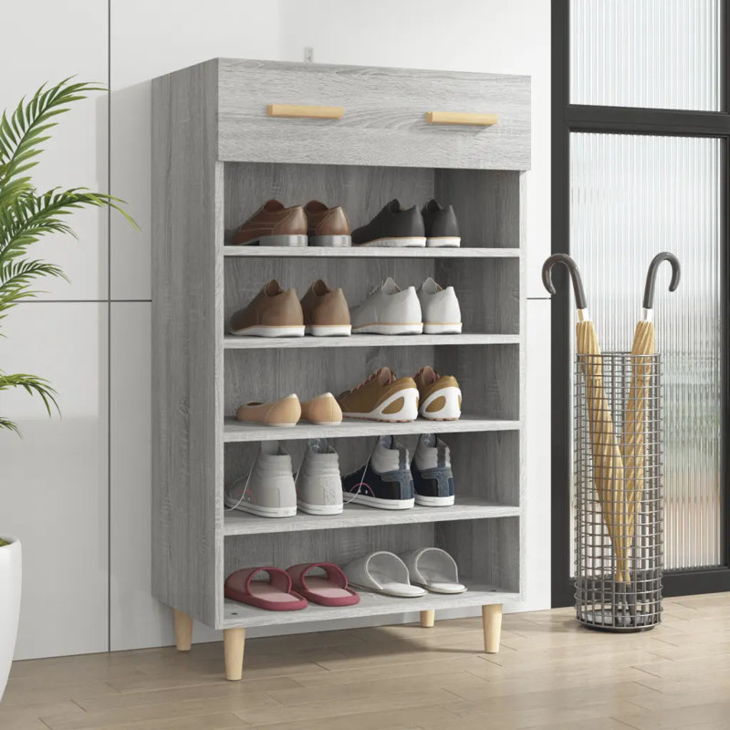 10 Pair Shoe Storage Cabinet, Grey Sonoma