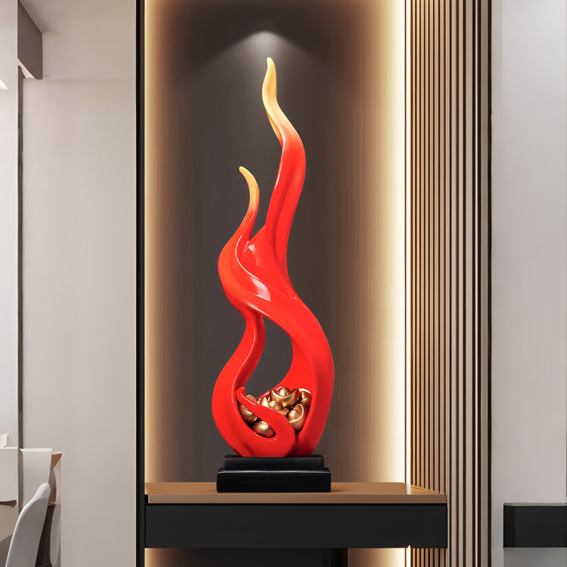 33.07"Red resin sculptural artwork