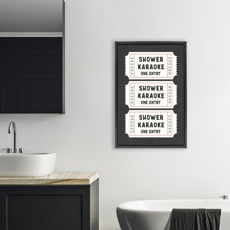 Shower Karaoke Ticket Stubs Floating Frame, design by Lettered and Lined, 31" H x 21" W, Jet Black Floater Frame