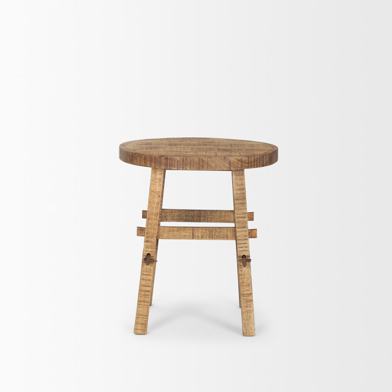 23" Brown Distressed Solid Wood End Table