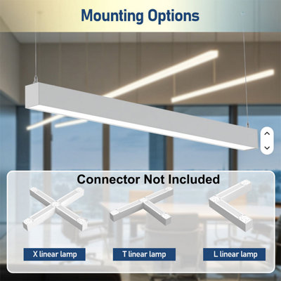 4FT LED Linear Light 50W/40W/35W/30W/25W 3500/4000/5000/5700/6500K Suspended White Architectural Up/Down Linear LED Lighting Fixture For Office, ETL Listed(Connectors Not Included) 