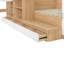 Lit plateforme double en bois avec 6 tiroirs, tablettes, bureau et garde-robe-145616750
