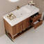 Meuble-lavabo de 36 pouces avec comptoir en acier inoxydable à finition dorée, plateau en pierre frittée et tablettes de rangement bien agencées, cuve en céramique sans couture moderne, structure et armoire à eau