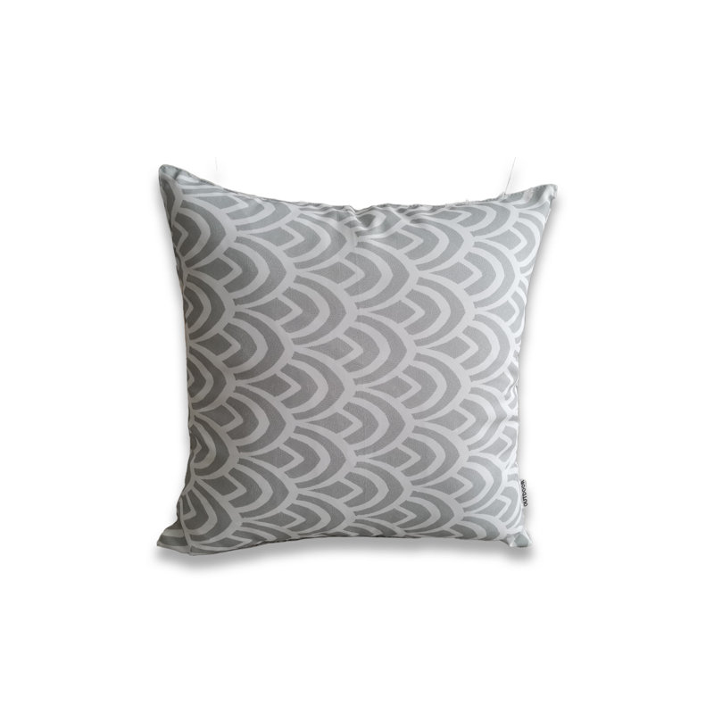 Housse de coussin à imprimé extérieur sur base blanche avec insert, Bleu / blanc
