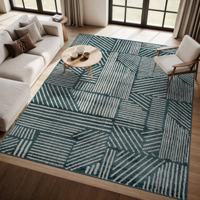 Tapis géométrique noir / ivoire Rambo