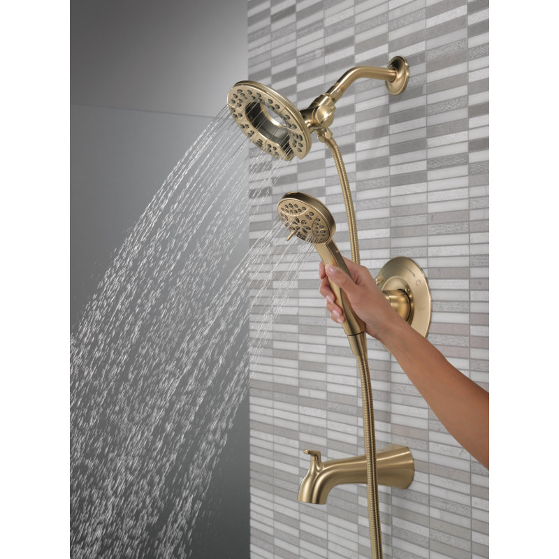 Arvo Single-Function Tub Shower Faucet Set, Shower Trim Kit with In2ition Shower Head and Valve, Champagne Bronze
