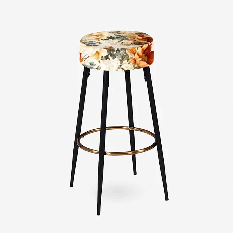 Rustic Brocade Elegance Victorian Pattern VI - Floral Bar Stools Set Of 2