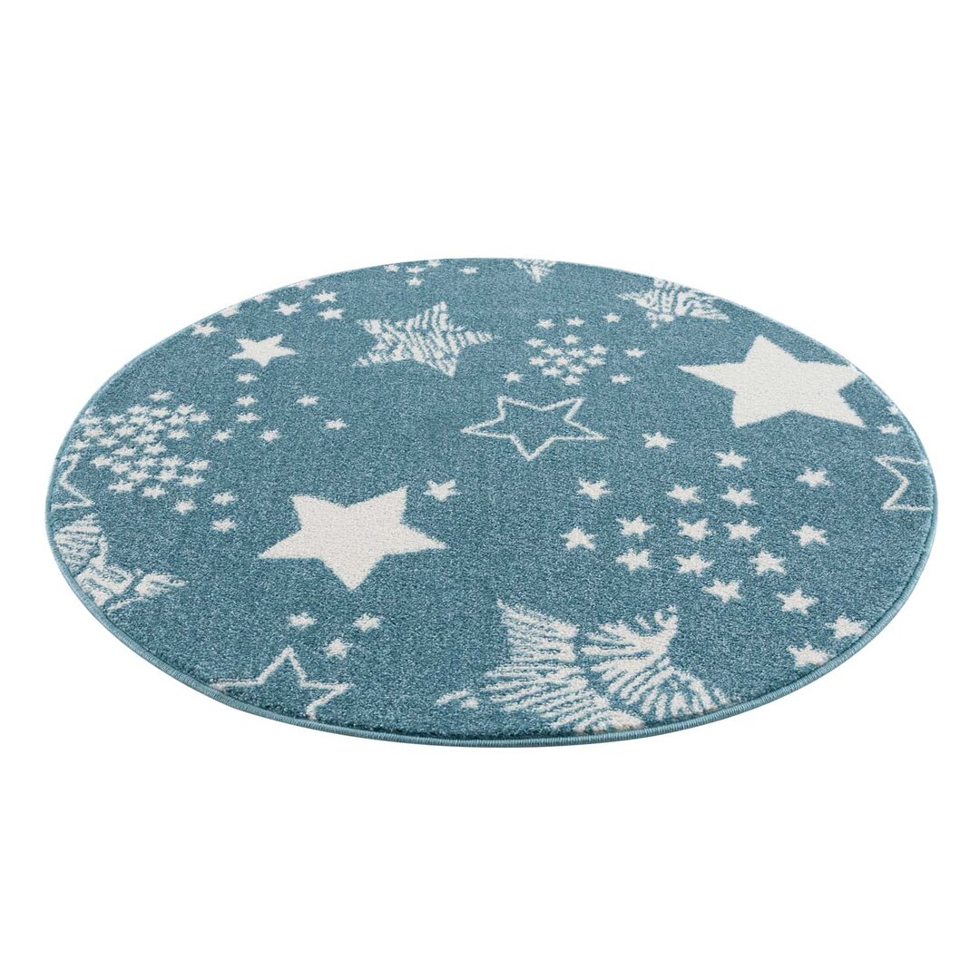 Kinderteppich Anime 9387 Blau Sterne Kinderzimmer Kurzflor Charest