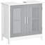 Armoire de salle de bain à piédestal sous lavabo - Armoire de rangement écoénergétique grise et blanche, conception compacte, tablette réglable, pour les besoins de nettoyage quotidien