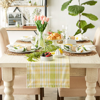 Chemin de table LEMON BLISS PLAID 14X72
