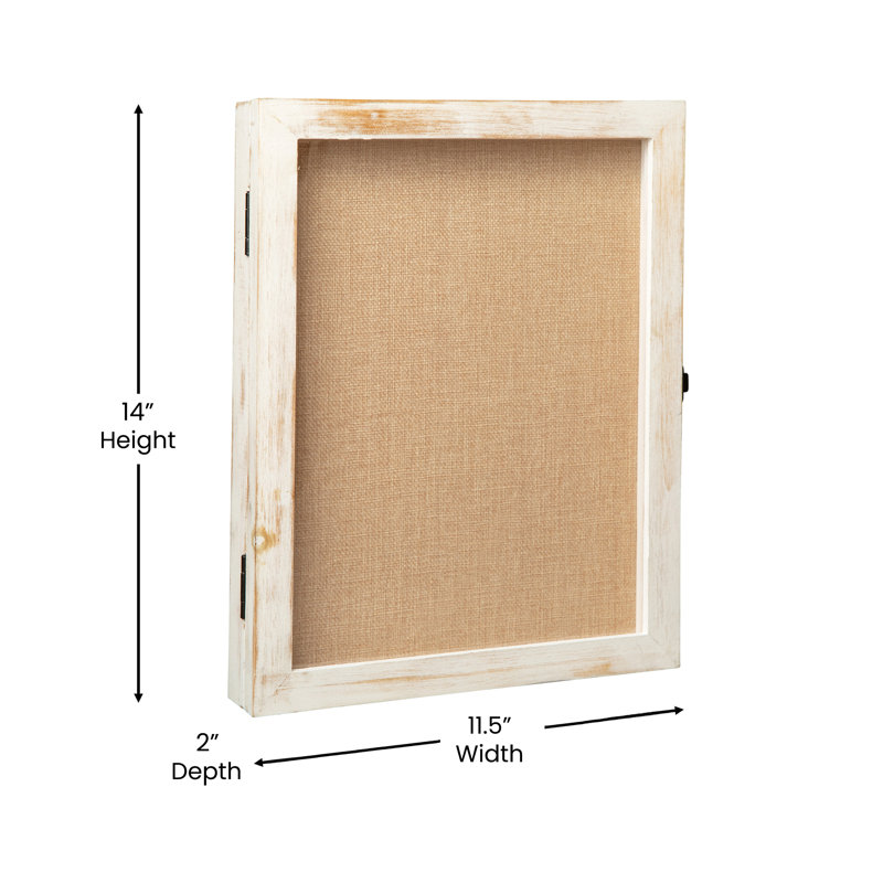 Vitrine ombre en pin massif avec doublure en lin H 14 po x l 11,5 po Mallick, Bois blanc