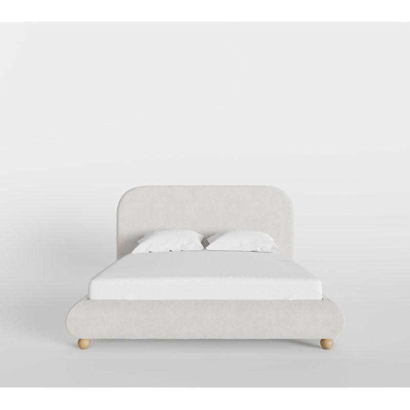 Burdge Ball Feet Upholstered Bed, Off-White , King 