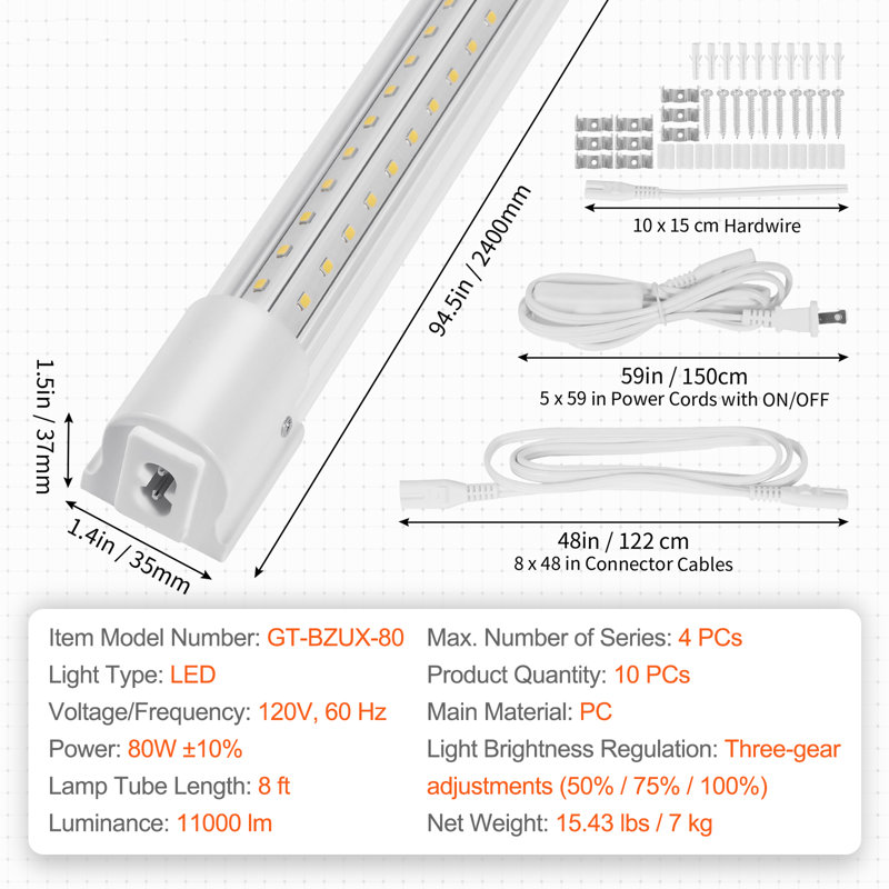 Dimmable Rectangle High Bay Ceiling Light, 11000LM